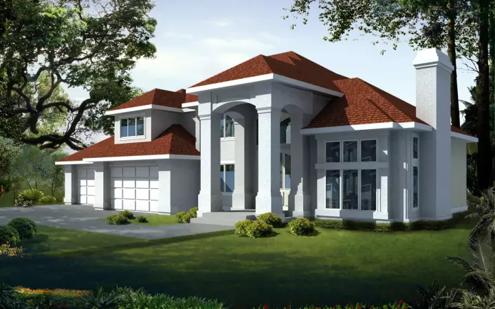 Mediterranean house plans 1-258 - front exterior, 3,325 sq ft, 4 bed, 2 bath house plans | Monster House Plans