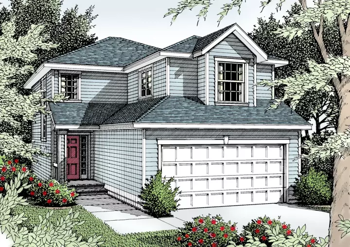 Traditional house plans 1-259 - front exterior, 1,398 sq ft, 3 bed, 2 bath house plans | Monster House Plans