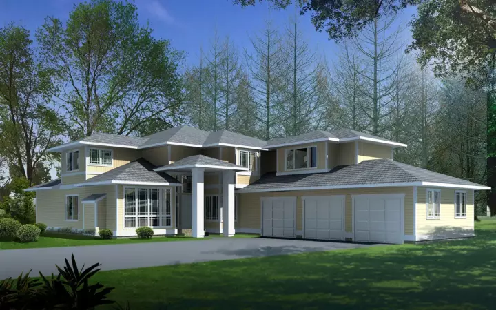 Prairie house plans 1-261 - front exterior, 2,937 sq ft, 4 bed, 2 bath house plans | Monster House Plans