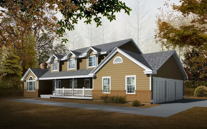 Farmhouse house plans 1-265 - front exterior, 2,625 sq ft, 4 bed, 3 bath house plans | Monster House Plans