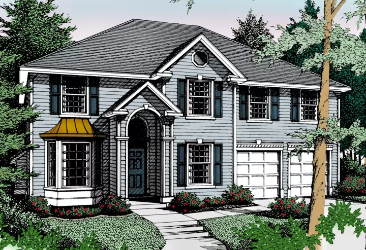 Early American house plans 1-269 - front exterior, 3,018 sq ft, 4 bed, 3 bath house plans | Monster House Plans