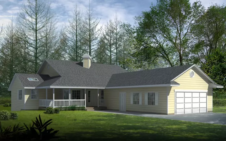 Ranch house plans 1-292 - front exterior, 1,782 sq ft, 2 bed, 2 bath house plans | Monster House Plans