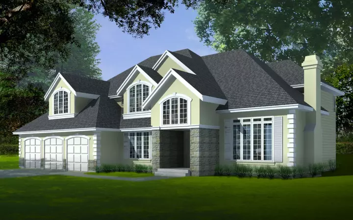 European house plans 1-296 - front exterior, 3,483 sq ft, 4 bed, 3 bath house plans | Monster House Plans