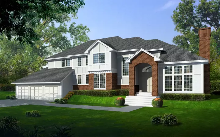 European house plans 1-297 - front exterior, 4,130 sq ft, 4 bed, 3 bath house plans | Monster House Plans