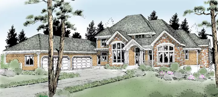 Craftsman house plans 1-302 - front exterior, 5,101 sq ft, 4 bed, 3 bath house plans | Monster House Plans