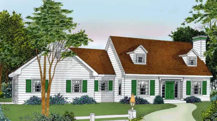 Cape Cod house plans 1-314 - front exterior, 1,762 sq ft, 3 bed, 2 bath house plans | Monster House Plans