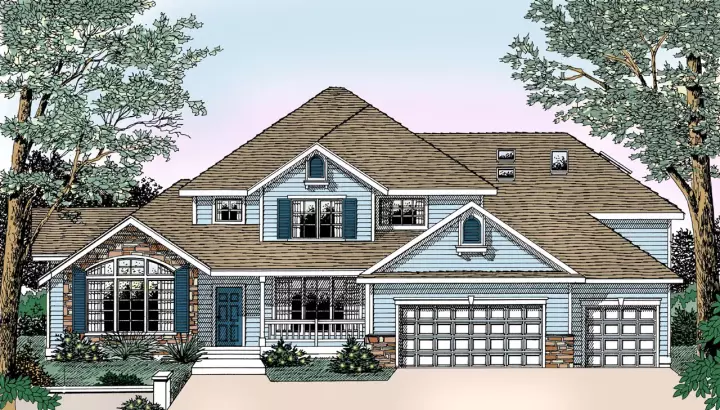 Traditional house plans 1-317 - front exterior, 2,917 sq ft, 4 bed, 3 bath house plans | Monster House Plans