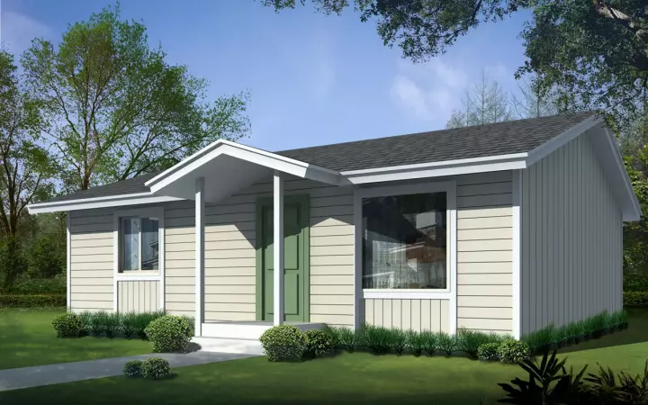 Cottage house plans 1-329 - front exterior, 832 sq ft, 2 bed, 1 bath house plans | Monster House Plans