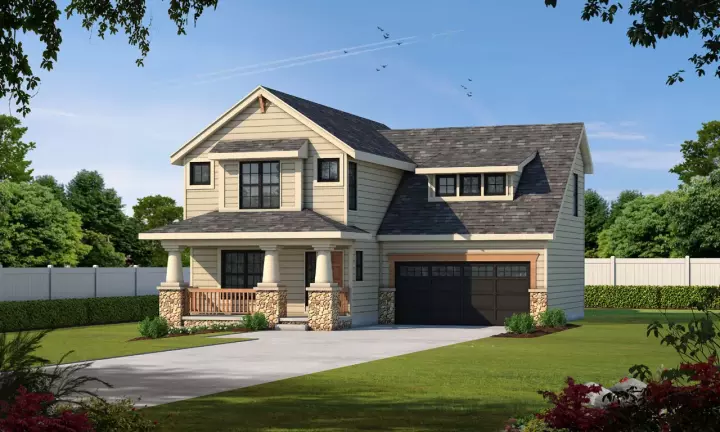 Craftsman house plans 10-1083 - front exterior, 1,568 sq ft, 3 bed, 2 bath house plans | Monster House Plans