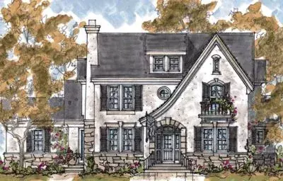 French Country house plans 10-1300 - front exterior, 3,712 sq ft, 4 bed, 2 bath house plans | Monster House Plans