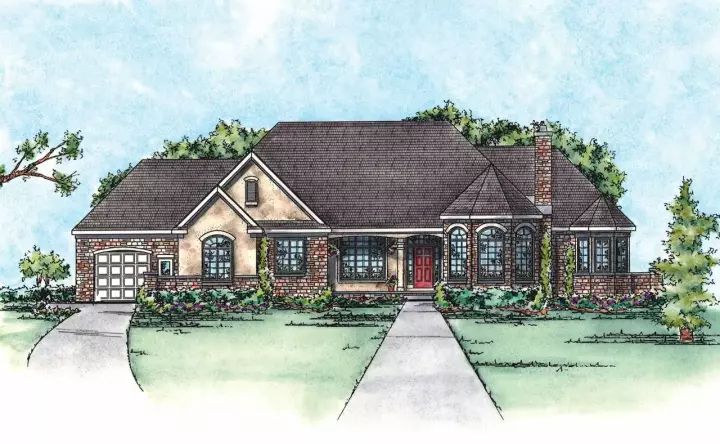 French Country house plans 10-1365 - front exterior, 2,962 sq ft, 3 bed, 2 bath house plans | Monster House Plans
