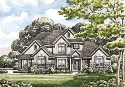 European house plans 10-1400 - front exterior, 2,999 sq ft, 4 bed, 3 bath house plans | Monster House Plans