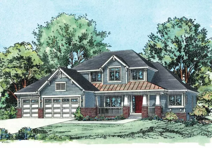 Craftsman house plans 10-1437 - front exterior, 2,690 sq ft, 4 bed, 2 bath house plans | Monster House Plans