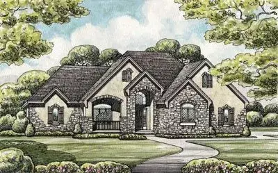 French Country house plans 10-1456 - front exterior, 2,894 sq ft, 3 bed, 3 bath house plans | Monster House Plans