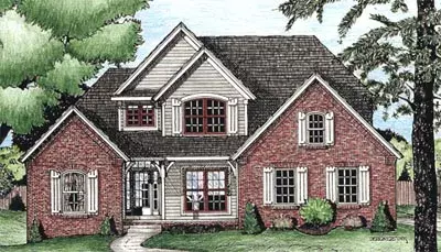 Traditional house plans 10-1525 - front exterior, 2,367 sq ft, 4 bed, 2 bath house plans | Monster House Plans