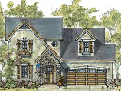French Country house plans 10-1591 - front exterior, 1,928 sq ft, 3 bed, 3 bath house plans | Monster House Plans