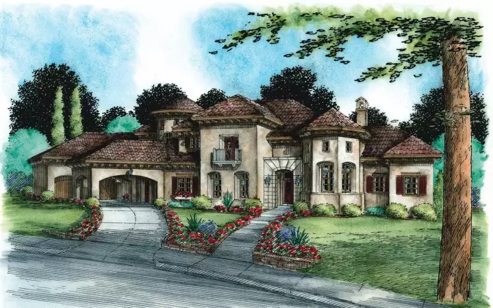 Mediterranean house plans 10-1602 - front exterior, 6,834 sq ft, 5 bed, 4 bath house plans | Monster House Plans