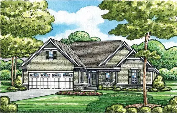 Traditional house plans 10-1629 - front exterior, 1,436 sq ft, 2 bed, 2 bath house plans | Monster House Plans