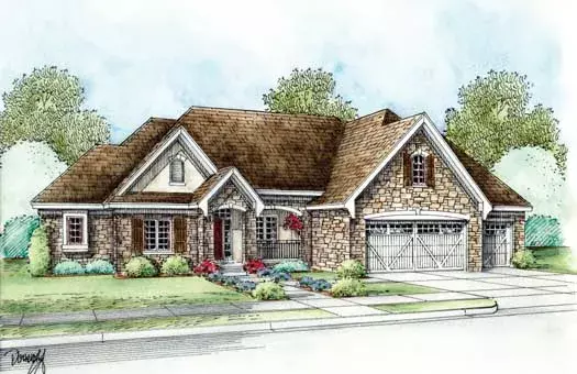 European house plans 10-1630 - front exterior, 2,701 sq ft, 3 bed, 2 bath house plans | Monster House Plans