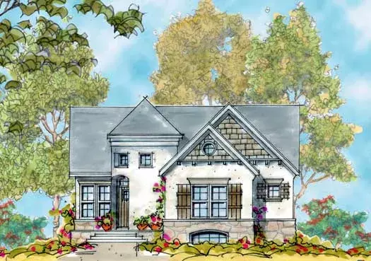 French Country house plans 10-1641 - front exterior, 1,545 sq ft, 3 bed, 2 bath house plans | Monster House Plans