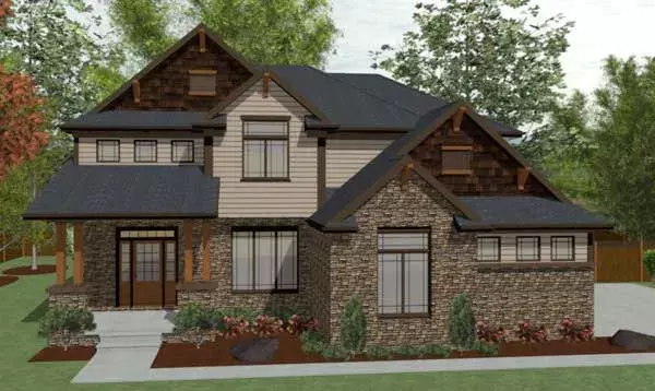 Craftsman house plans 10-1648 - front exterior, 2,158 sq ft, 4 bed, 2 bath house plans | Monster House Plans