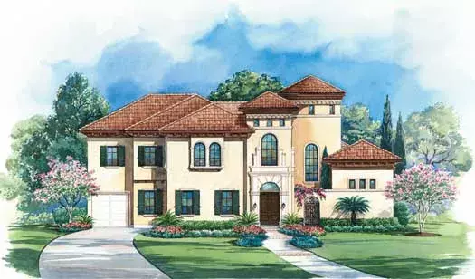 Mediterranean house plans 10-1653 - front exterior, 5,203 sq ft, 4 bed, 4 bath house plans | Monster House Plans