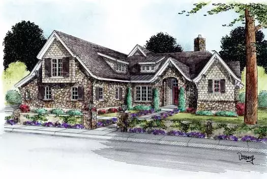 French Country house plans 10-1671 - front exterior, 2,915 sq ft, 3 bed, 3 bath house plans | Monster House Plans