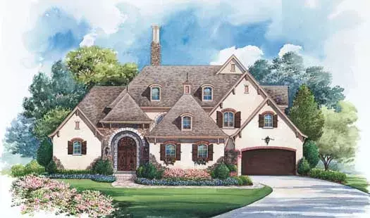 French Country house plans 10-1673 - front exterior, 4,005 sq ft, 4 bed, 4 bath house plans | Monster House Plans