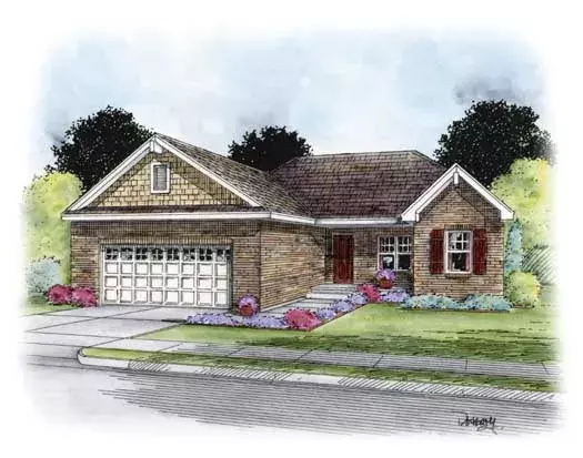 Traditional house plans 10-1682 - front exterior, 1,373 sq ft, 3 bed, 2 bath house plans | Monster House Plans