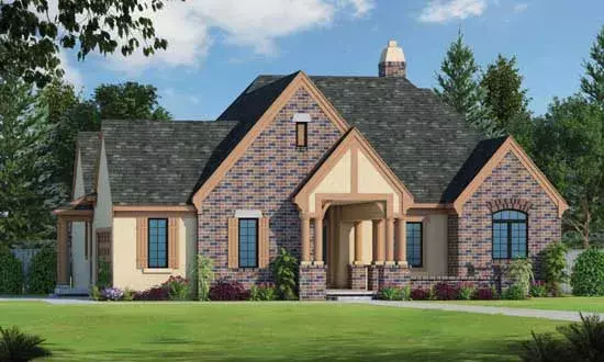 French Country house plans 10-1755 - front exterior, 2,266 sq ft, 2 bed, 4 bath house plans | Monster House Plans