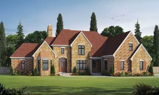 French Country house plans 10-1775 - front exterior, 4,748 sq ft, 4 bed, 5 bath house plans | Monster House Plans
