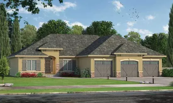 Tuscan house plans 10-1787 - front exterior, 2,290 sq ft, 2 bed, 2 bath house plans | Monster House Plans