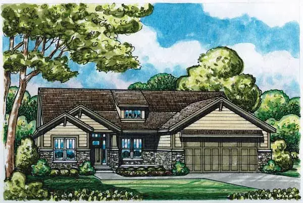 Craftsman house plans 10-1801 - front exterior, 2,407 sq ft, 3 bed, 2 bath house plans | Monster House Plans