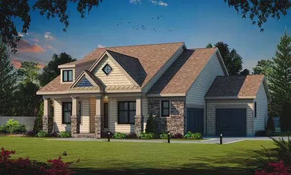Craftsman house plans 10-1813 - front exterior, 1,759 sq ft, 3 bed, 2 bath house plans | Monster House Plans