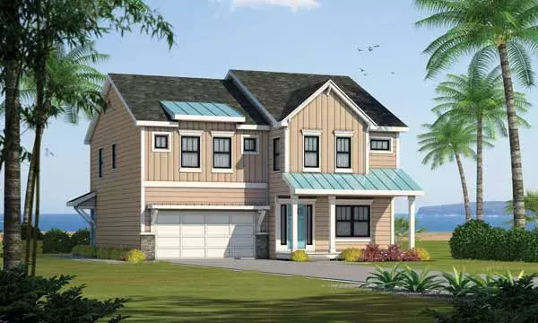Coastal house plans 10-1836 - front exterior, 2,500 sq ft, 4 bed, 3 bath house plans | Monster House Plans