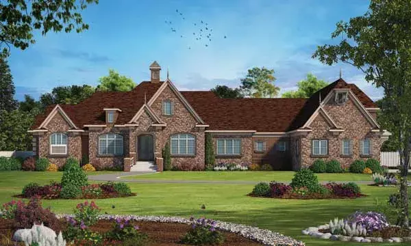French Country house plans 10-1853 - front exterior, 7,350 sq ft, 4 bed, 4 bath house plans | Monster House Plans