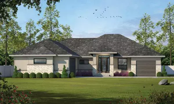 Contemporary house plans 10-1892 - front exterior, 2,228 sq ft, 2 bed, 2 bath house plans | Monster House Plans
