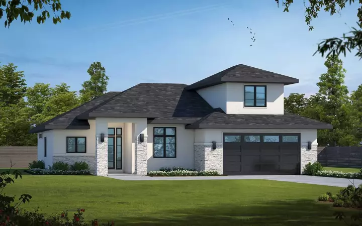 Modern house plans 10-1997 - front exterior, 1,986 sq ft, 3 bed, 2 bath house plans | Monster House Plans