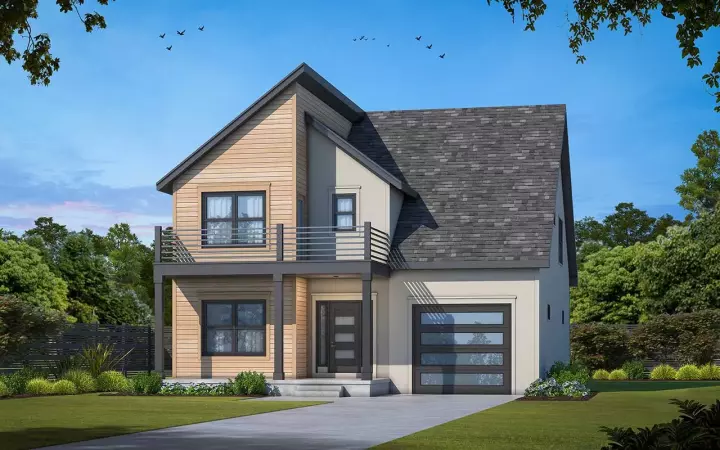 Modern house plans 10-2001 - front exterior, 2,007 sq ft, 4 bed, 3 bath house plans | Monster House Plans