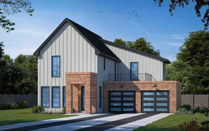 Modern house plans 10-2025 - front exterior, 2,240 sq ft, 3 bed, 2 bath house plans | Monster House Plans