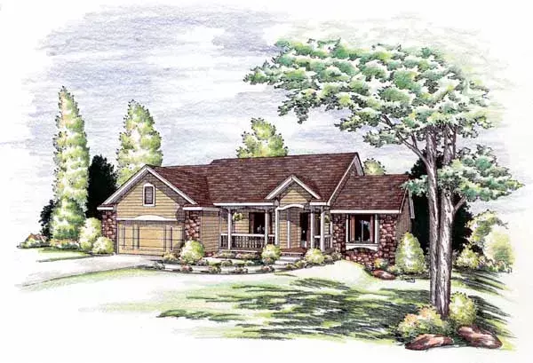 Traditional house plans 10-885 - front exterior, 1,919 sq ft, 3 bed, 2 bath house plans | Monster House Plans