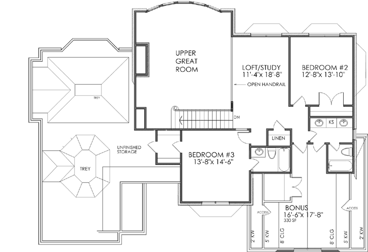 Upper/Second Floor Plan:102-102
