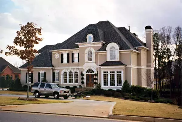 European house plans 102-111 - front exterior, 4,156 sq ft, 4 bed, 4 bath house plans | Monster House Plans