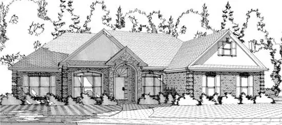 Traditional house plans 103-123 - front exterior, 2,420 sq ft, 4 bed, 2 bath house plans | Monster House Plans