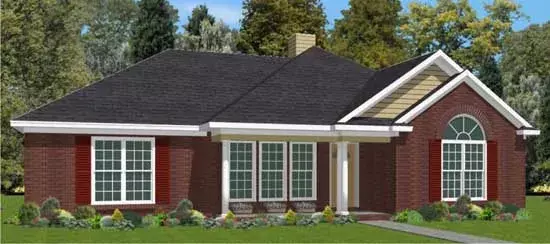 Traditional house plans 103-166 - front exterior, 1,618 sq ft, 4 bed, 2 bath house plans | Monster House Plans