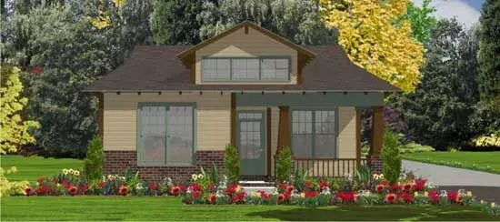 Craftsman house plans 103-222 - front exterior, 1,205 sq ft, 2 bed, 2 bath house plans | Monster House Plans