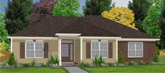 Traditional house plans 103-225 - front exterior, 1,471 sq ft, 3 bed, 2 bath house plans | Monster House Plans