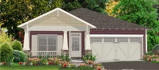 Craftsman house plans 103-233 - front exterior, 1,556 sq ft, 3 bed, 2 bath house plans | Monster House Plans