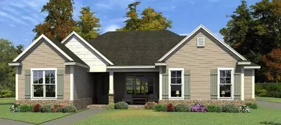 Traditional house plans 103-370 - front exterior, 1,798 sq ft, 3 bed, 2 bath house plans | Monster House Plans