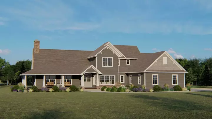Farmhouse house plans 104-112 - front exterior, 3,167 sq ft, 4 bed, 2 bath house plans | Monster House Plans